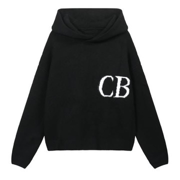 極簡提花連帽套衫毛衣