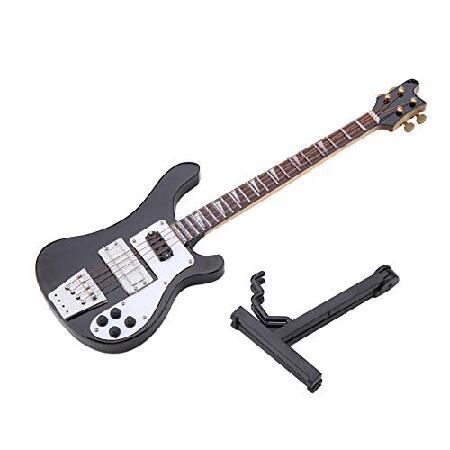 Miniature Bass Guitar Replica with Stand and Case Instrument Model Ornaments, OrnamentsHome Decor Accents