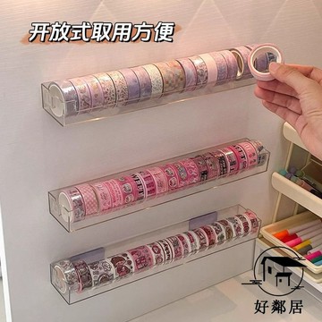 台灣出貨🔥收納系⬜分類整理 空間大師 收納神器 手賬膠紙帶壁掛式收納盒書桌面收納長方形透明分隔盒空間整理神器HJL