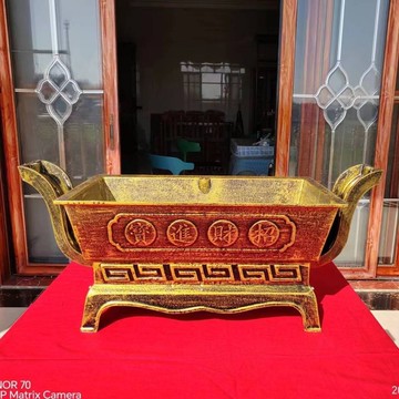 傳統方形香爐鼎鑄鋁祈福招財香爐無煙仿古設計四季平安香爐擺件 c8072