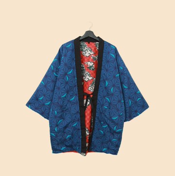 Back to Green-日本帶回袢天-03兩面可穿 萬花筒 與 城 /vintage