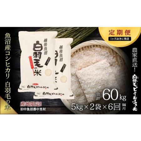 ふるさと納税 ≪令和5年産≫農家直送！魚沼産コシヒカリ「白羽毛の米」精米 (5kg×2袋)×6回 .. 新潟県十日町市