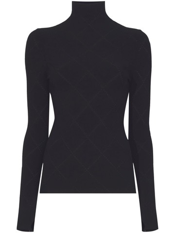 Proenza Schouler White Label - Pointelle Diamonds high-neck top - women - Elastane/Viscose - XS - Black