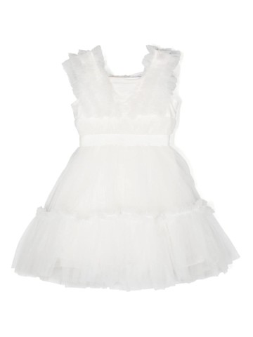Monnalisa - ruffled tulle dress - kids - Polyamide/Cotton - 5 - White
