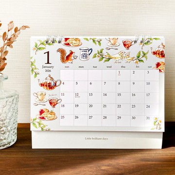 2026年桌上型日曆 紅茶與水果與動物