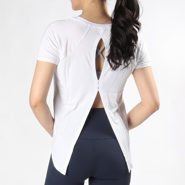 莫代爾修身水滴燕尾綁結瑜珈/運動/機能短袖*