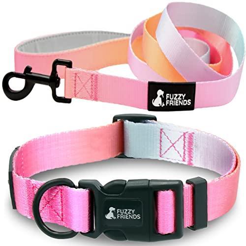 犬 首輪 |Fuzzy Friends Summer Pink Ombre Dog Collar and Leash Set