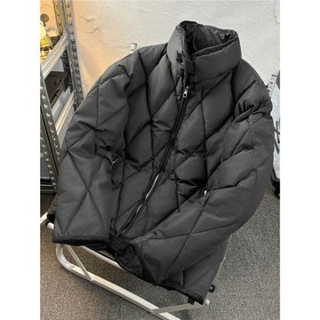 休閑防水保暖菱格棉服外套男女立領冬季新款小眾高級感面包服棉襖