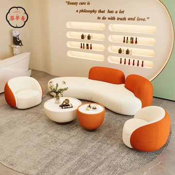 免運 沙發 網紅沙發 美容院沙發 服裝店沙發 弧形沙發小戶型客廳美容院沙發辦公室接待室網紅沙發休息區一整套工廠直銷 全館折扣 新品特價 售後保障 5m717