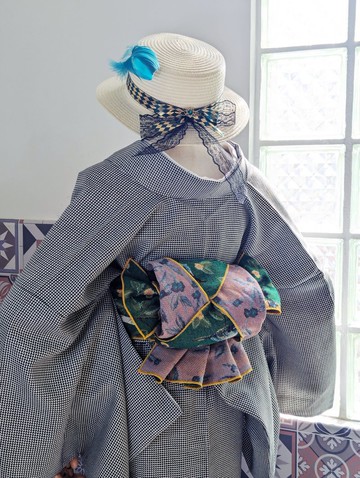 洋粋youiki。和洋風格 和服半幅帶。傳遞幸福的青鳥 (濃綠)