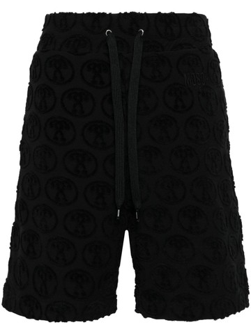 Moschino - logo-flocked drawstring track shorts - men - Polyester/Cotton - XS - Black
