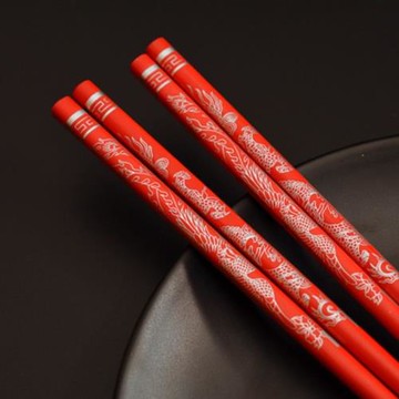 結婚筷子龍鳳喜筷紅色喜慶中式婚禮回禮宴會家用情侶婚慶用品20雙