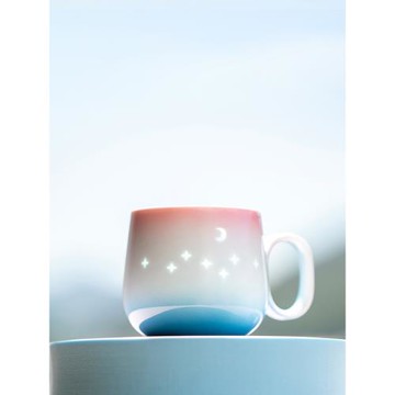山水間七星伴月玲瓏杯咖啡杯陶瓷茶杯水杯家用高顏值杯子創意禮物