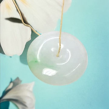 【願‧平安】冰飄陽綠翡翠平安扣項鍊 | 天然緬甸翡翠A貨 | 送禮