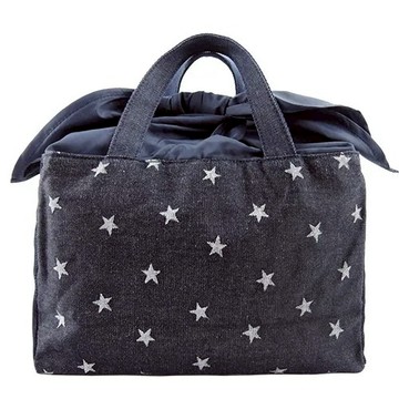 agnes b.to b 星星印紋帆布手提包(藍)