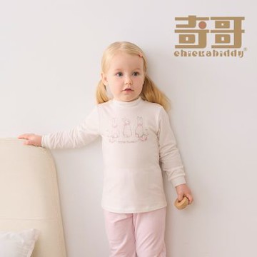 奇哥 比得兔 嬰幼童裝 花徑小兔長袖高領衫/上衣-美麗諾羊毛布(2-4歲)