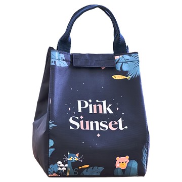 小麥購物 手提保溫便當袋 Y749  18.5 x 22cm  PINK 熊 藍色  3個