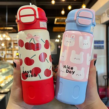 保溫杯女生高顏值316不銹鋼雙飲吸管水杯2025新款女學生兒童杯子
