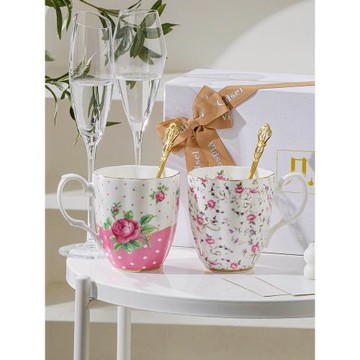 馬克杯禮盒裝生日喬遷結婚伴手禮物陶瓷水杯帶勺情侶咖啡對杯套裝