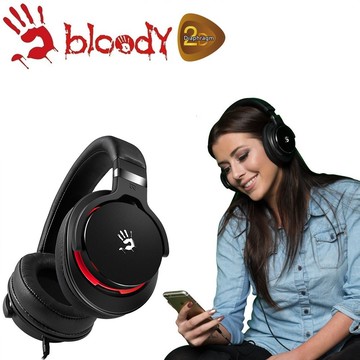 【A4 bloody】魔磁雙振膜遊戲/音樂耳麥-M550-RB (黑紅 )