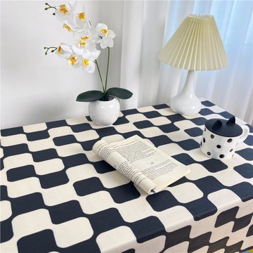 棋盤格圓桌布ins風茶幾布生日布置網紅拍照小圓桌桌布輕奢高級感