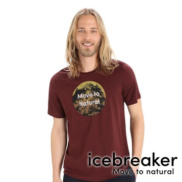 【icebreaker】Tech Lite II 男 羊毛圓領 印花短袖上衣 AD150 『深酒紅』 戶外 運動 柔軟 舒適 羊毛 吸濕 排汗 抑味 控溫 0A56IQ