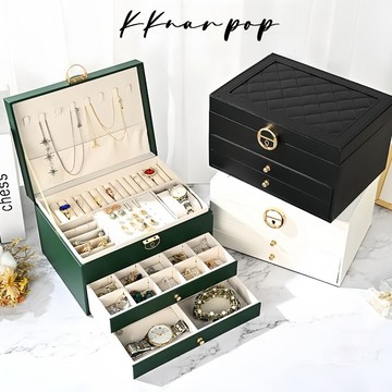 KKnar｜質感皮革首飾盒 珠寶盒 旅行旅遊 絨布盒飾品盒 飾品戒指項鍊耳環耳夾收納 展示架展示收納盒防水盒