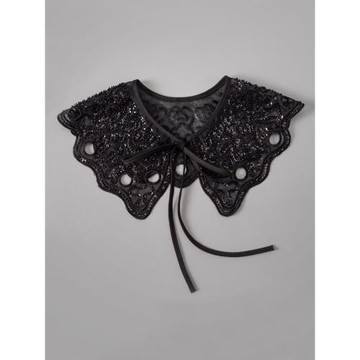 重工亮片釘珠假領子女歐根紗繡花毛衣裝飾領韓版配裙小披肩娃娃領