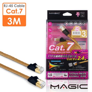 MAGIC Cat.7 FTP光纖網路極高速扁平網路線(專利折不斷接頭)-3M