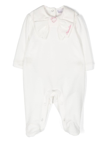 Monnalisa - bow-detail cotton-blend onesie - kids - Polyester/Cotton - 3 - White