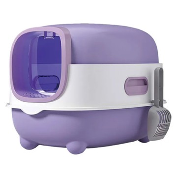 iCat 寵喵樂 紫外線加長加寬全罩式A款貓砂盆 紫色 PP材質  56 x 40 x 39cm  1個