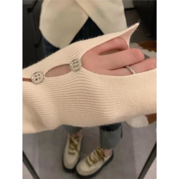 低領不規則緊身內搭針織打底衫女秋冬洋氣顯瘦紅色毛衣女v領上衣