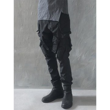 原創秋冬休閑多口袋修身褲子工裝