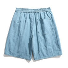 夏季冰絲運動短褲 輕薄透氣休閒褲 鬆緊抽繩五分短褲 冰絲速乾運動褲 黑色短褲 休閒短褲男