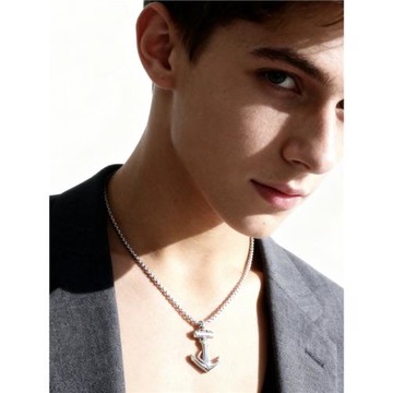 個性原創精致鈦鋼項鏈男高級感簡約海軍風船錨吊墜男生襯衣項鏈