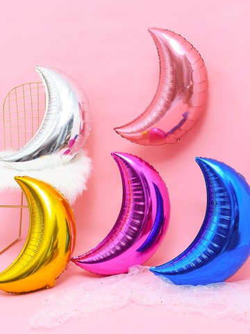 大號小號月亮氣球 房間婚慶酒店夜晚酒吧商場裝扮鋁箔氣球布置