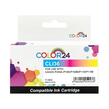 Color24 for Canon 彩色 CLI-36 / CLI36  相容墨水匣 / 適用 PIXMA iP100 / iP100B / iP110 / iP110B / TR150