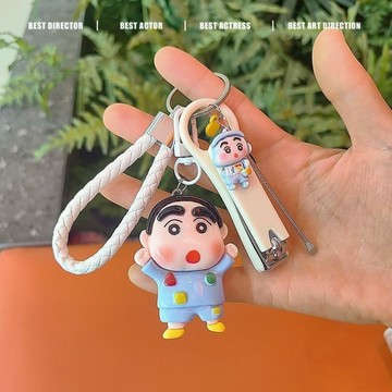 ✨臺灣出貨✨可愛小新鑰匙扣汽車鑰匙掛件碳鋼指甲刀閨蜜情侶書包掛飾耳勺套裝