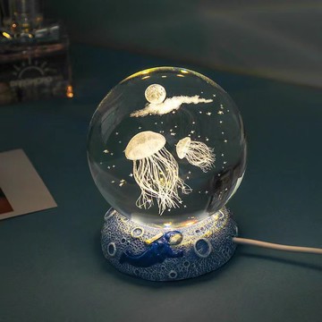 【台灣出貨】創意海洋發光水晶球小夜燈生日禮物送女生男友小衆高級感聖誕禮物 生日禮物 畢業禮物