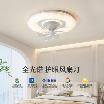 主臥室燈吸頂燈現代簡約360度搖頭風扇燈一體2024年新款燈具 雙11全館免運