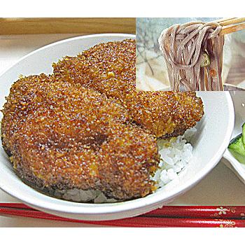 福井 県名物 ソースカツ丼ハーフサイズ  越前そば セット6人前分 ソースかつ丼用 トンカツ(冷凍)6枚前後×1個入ソース4袋付   越前そば 6食 麺つゆ付