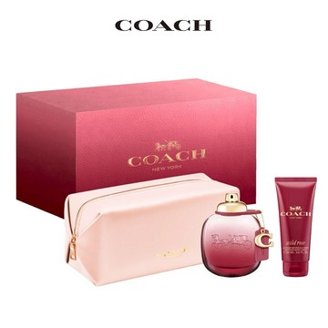 【COACH】曠野玫瑰淡香精90ml禮盒(淡香精90ml+身體乳100ml+盥洗包.附紙袋)⚡快速出貨