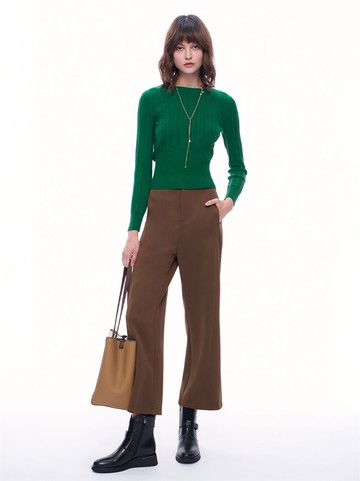 挺型太空棉直筒褲-咖啡