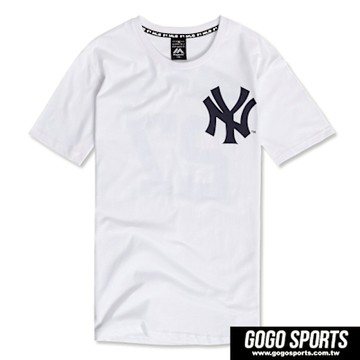 Majestic-洋基經典球隊LOGO印花短T白 (男)