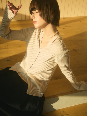 Layered V-Neck Slim Fit Ribbed Cardigan