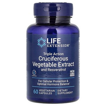 Life Extension, 三重功效十字花科蔬菜提取物素食膠囊，含白藜蘆醇，60 粒裝