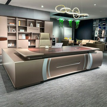 董事長辦公桌椅組合大班臺高檔總裁老板輕奢烤漆大氣總經理辦公桌