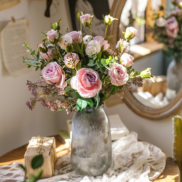 掬涵 云雀設計師造型花藝仿真花花束套裝幽雅氣質擺件裝飾禮物