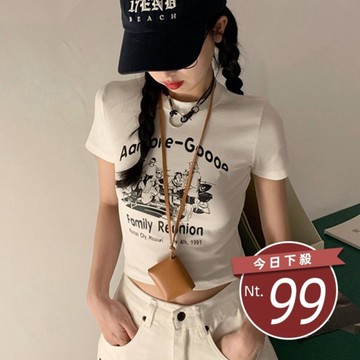 【台灣發貨】韓版高腰顯瘦短版上衣 衣服 女裝 t恤 短袖t恤 上衣【T675】