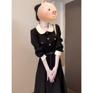 法式赫本風高級感娃娃領收腰連衣裙今年流行爆款裙子2026初秋新款